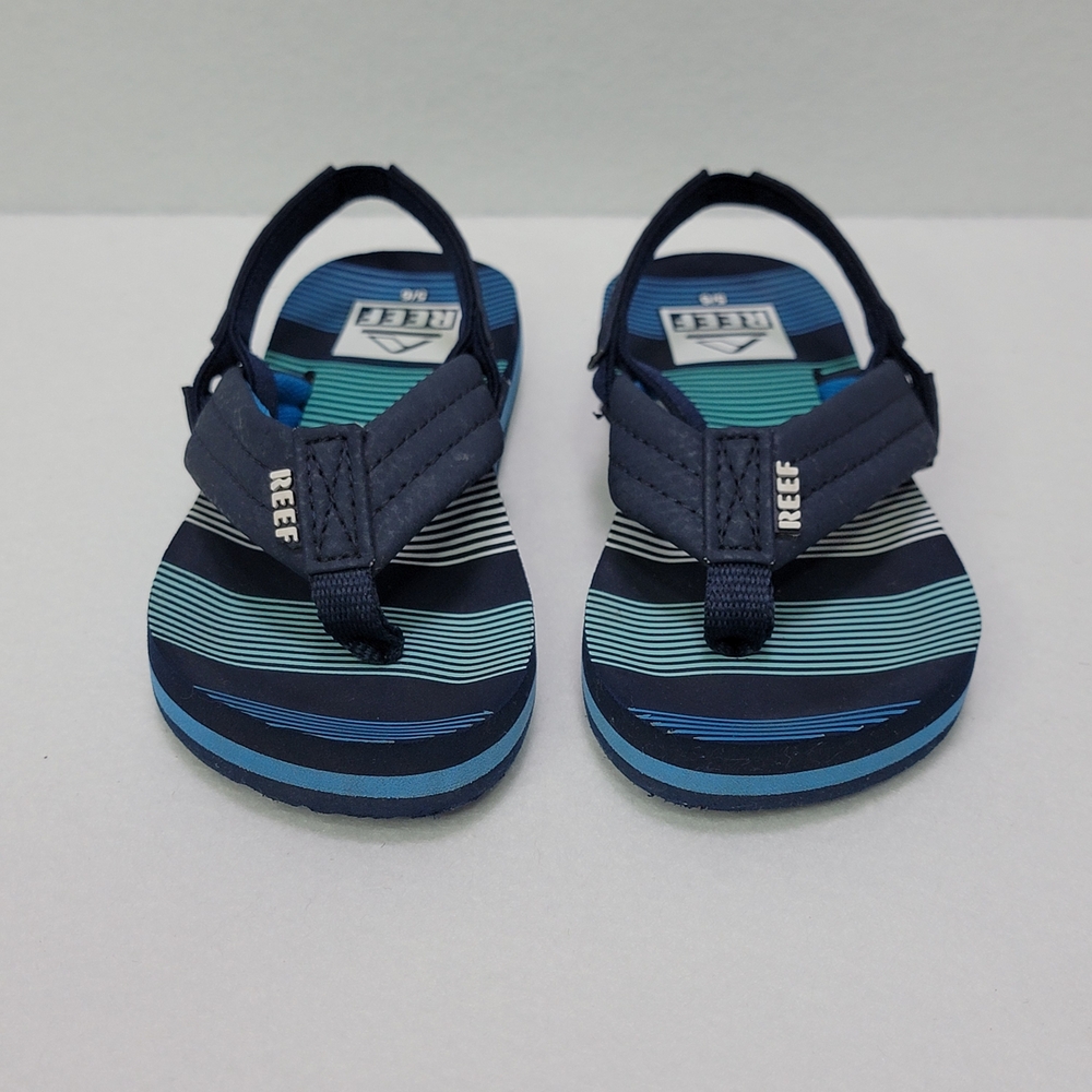 Reef Kids Sandals Size 5/6 Blue Striped Toddler Beach Flip Flops Slingback